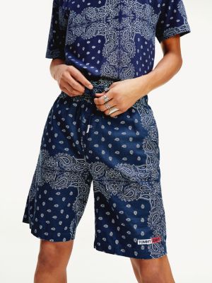 mens blue bandana shorts