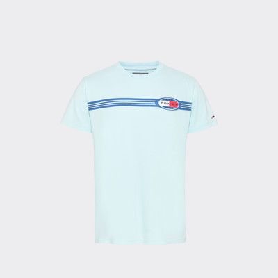 tommy jeans coloured lines logo tee white