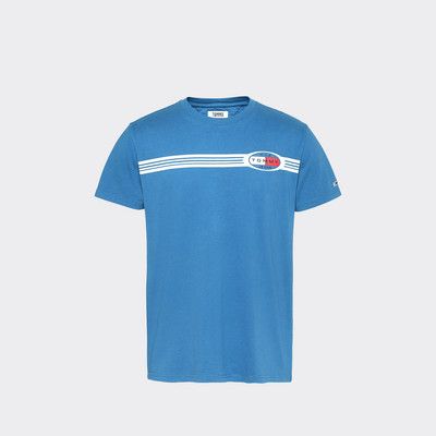 tommy jeans coloured lines logo tee white