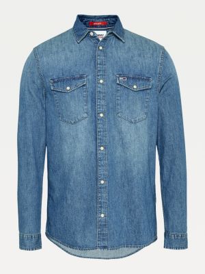 pearl button denim shirt