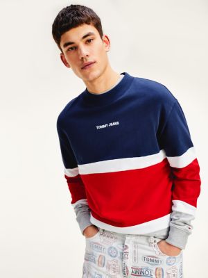 Colour-Blocked High Crew Neck Sweatshirt | BLUE | Tommy Hilfiger