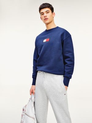 tommy jeans logo tape fleece sweatshirt