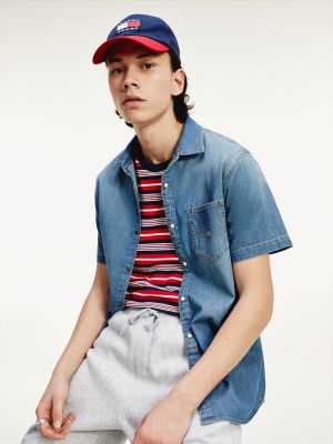 cap sleeve denim shirt