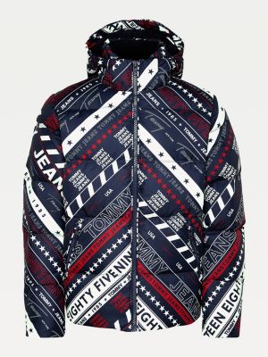 All-Over Logo Down Jacket | BLUE 