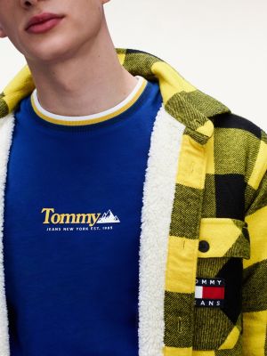 blue and yellow tommy hilfiger shirt