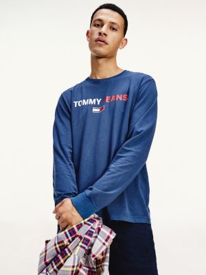 Long Sleeve Tommy Jeans Logo T-Shirt | BLUE | Tommy Hilfiger
