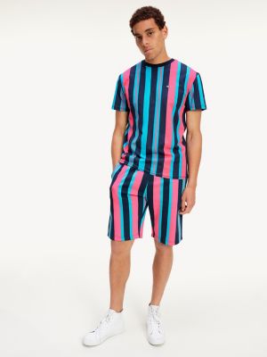 blue vertical stripe shirt