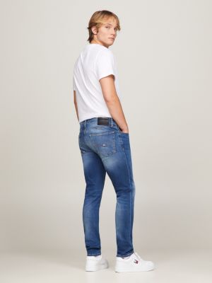 Slim Fit Tapered Faded Jeans, Denim