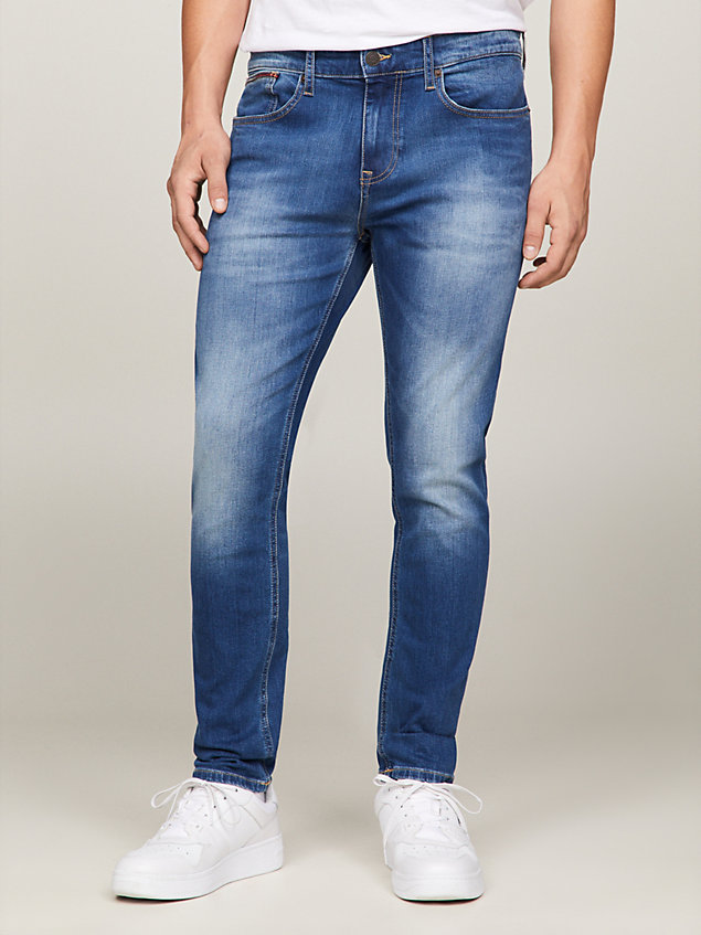 denim slim tapered fit faded jeans for men tommy jeans