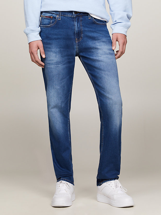 WILSON MID BLUE STRETCH Ryan Straight Relaxed Fit Faded Jeans for men TOMMY JEANS