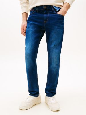 denim tapered slim fit jeans mit fade-effekt für herren - tommy jeans