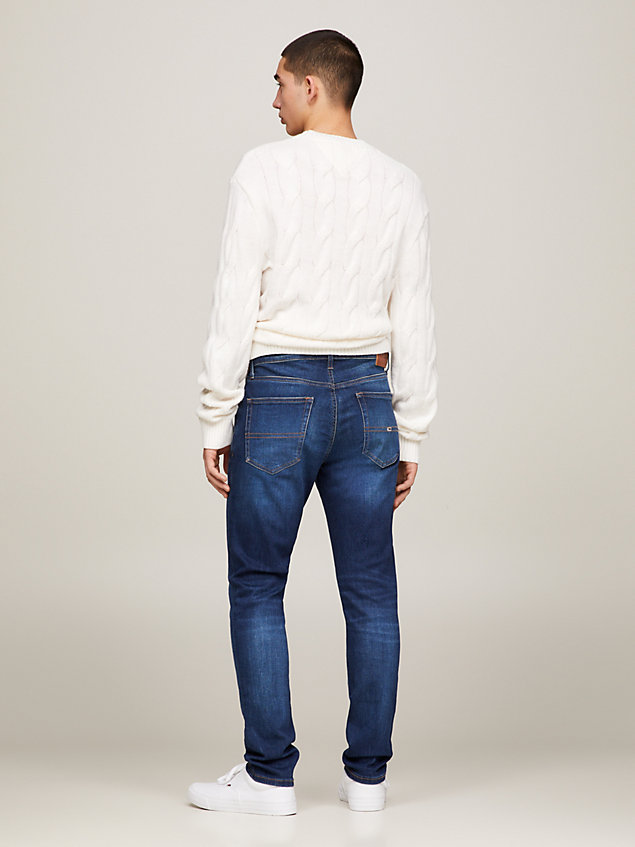 denim tapered slim fit jeans mit fade-effekt für herren - tommy jeans
