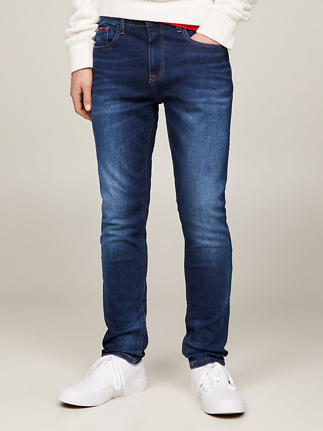 denim slim fit tapered jeans met fading voor heren - tommy jeans