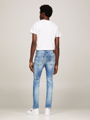 denim scanton slim fit jeans mit hellem fade-effekt für herren - tommy jeans