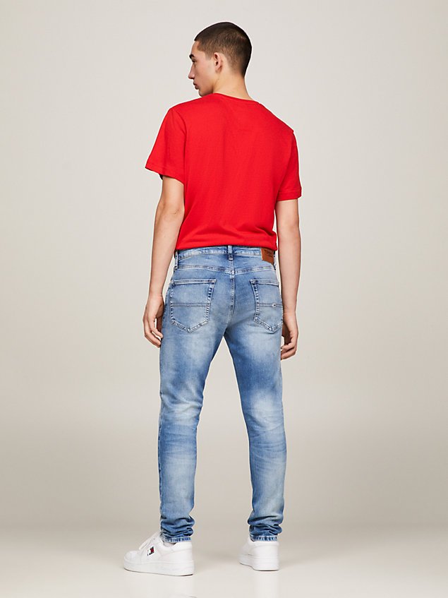 denim slim fit tapered jeans met fading voor heren - tommy jeans