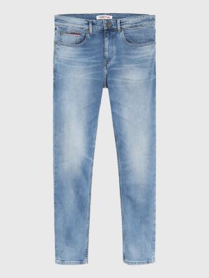 denim tapered slim fit jeans mit fade-effekt für herren - tommy jeans