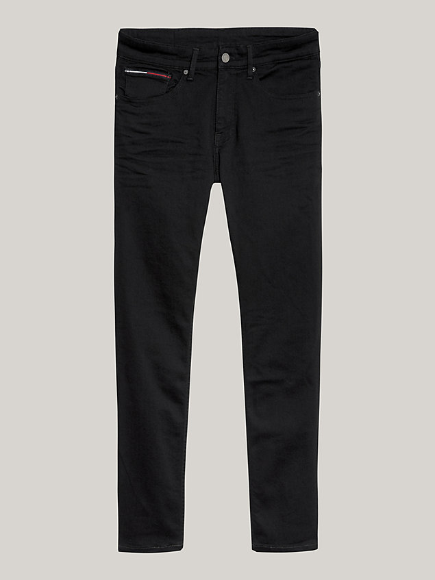 denim zwarte tapered slim fit jeans voor heren - tommy jeans