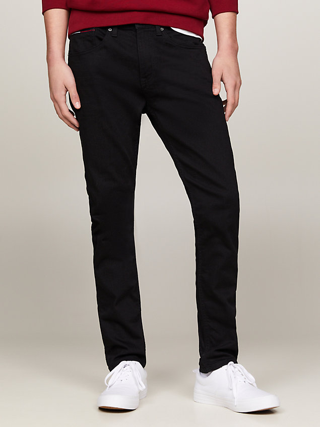 denim schwarze tapered slim fit jeans für herren - tommy jeans