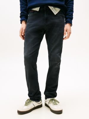 denim scanton schwarze slim fit jeans mit fading für herren - tommy jeans