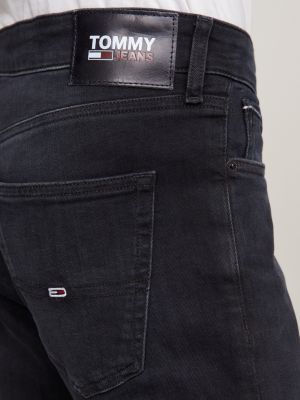 denim scanton schwarze slim fit jeans mit fading für herren - tommy jeans