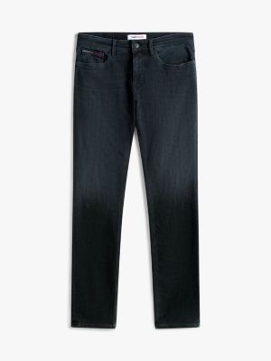 denim scanton schwarze slim fit jeans mit fading für herren - tommy jeans