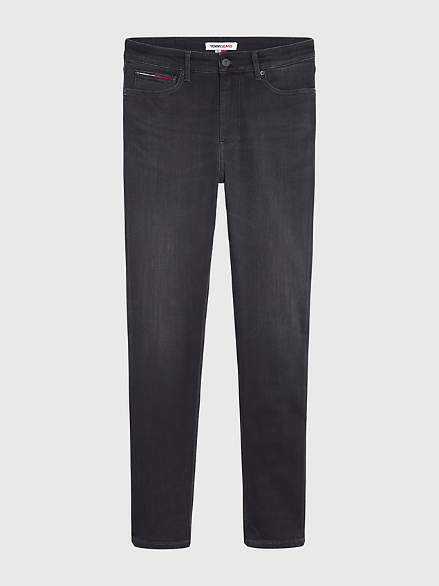 denim simon schwarze skinny fit jeans mit fading für herren - tommy jeans