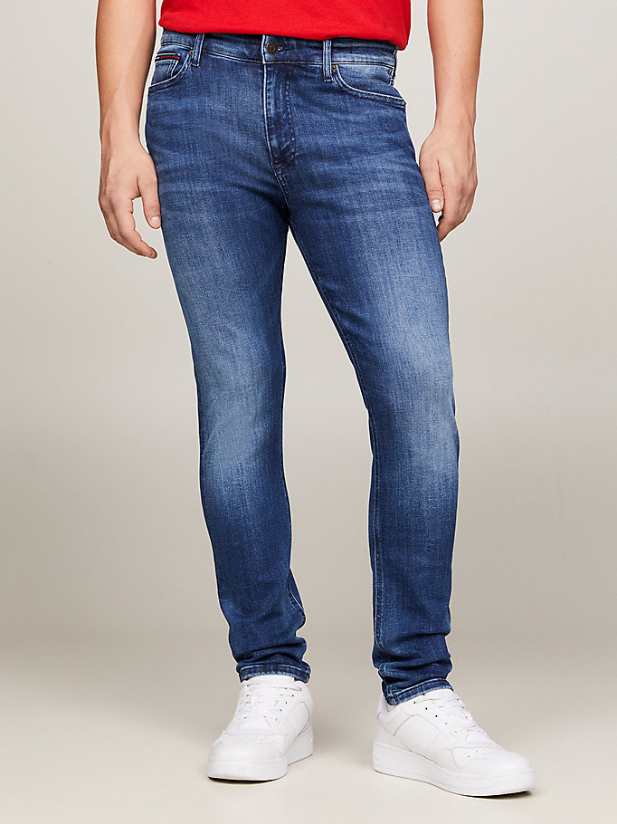 denim simon skinny jeans met fading voor heren - tommy jeans
