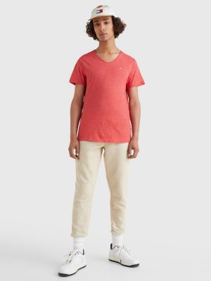 Slim Fit TShirt mit VAusschnitt Rot Tommy Hilfiger