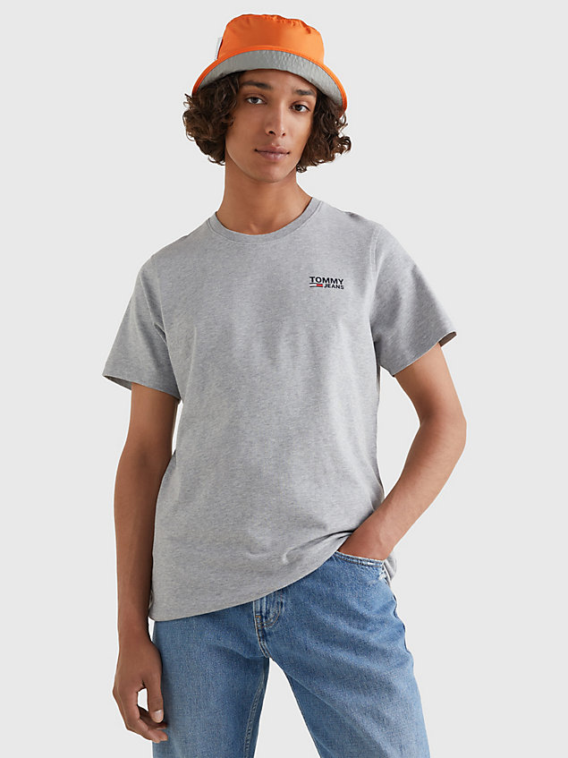 grey t-shirt van biologisch katoen met logo voor heren - tommy jeans