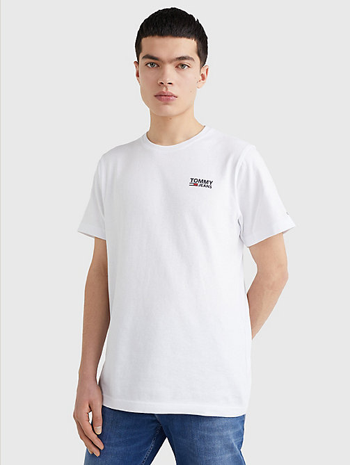 white organic cotton logo t-shirt for men tommy jeans