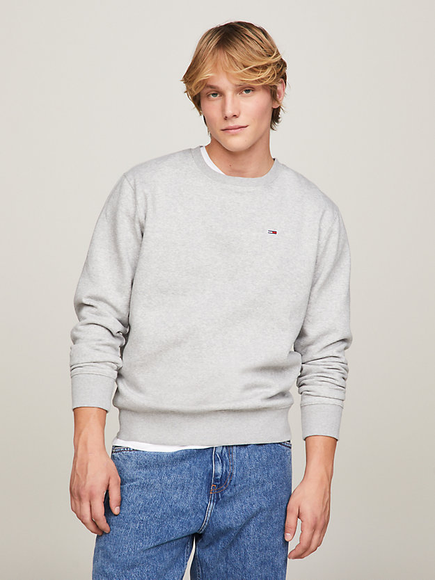 grey flag patch fleece sweatshirt for men tommy jeans
