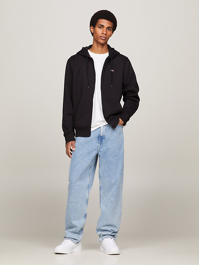 black reißverschluss-hoodie aus bio-baumwollmix für herren - tommy jeans