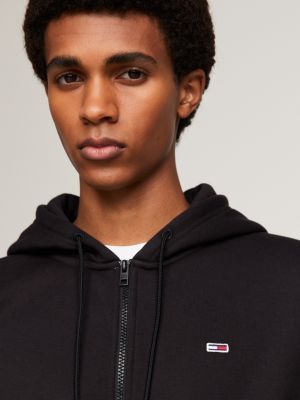 Pure Cotton Fleece Zip-Thru Hoody | Black | Tommy Hilfiger
