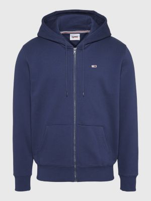 Pure Cotton Fleece Zip-Thru Hoody | Blue | Tommy Hilfiger