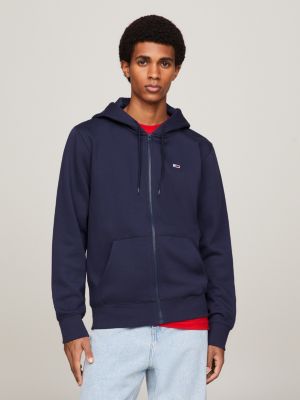 Organic Cotton Fleece Zip Thru Hoody Blue Tommy Hilfiger