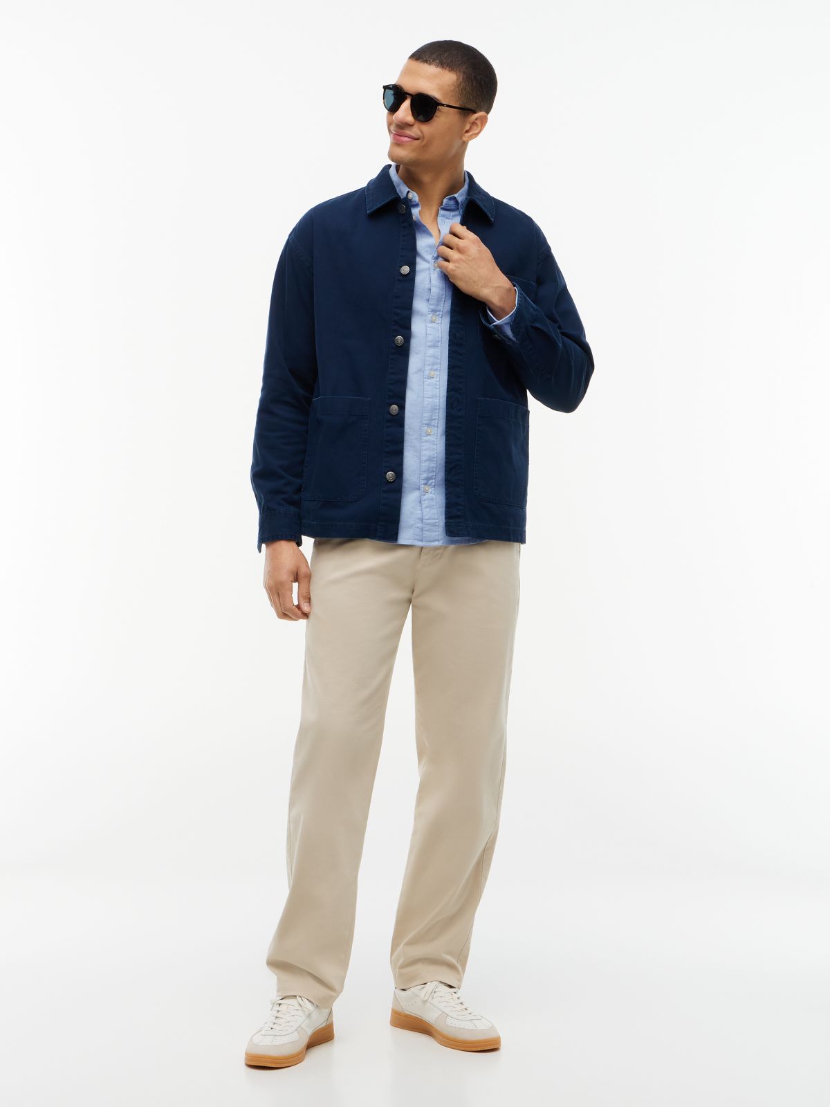 Stretch Oxford Cotton Slim Fit Shirt — Blue