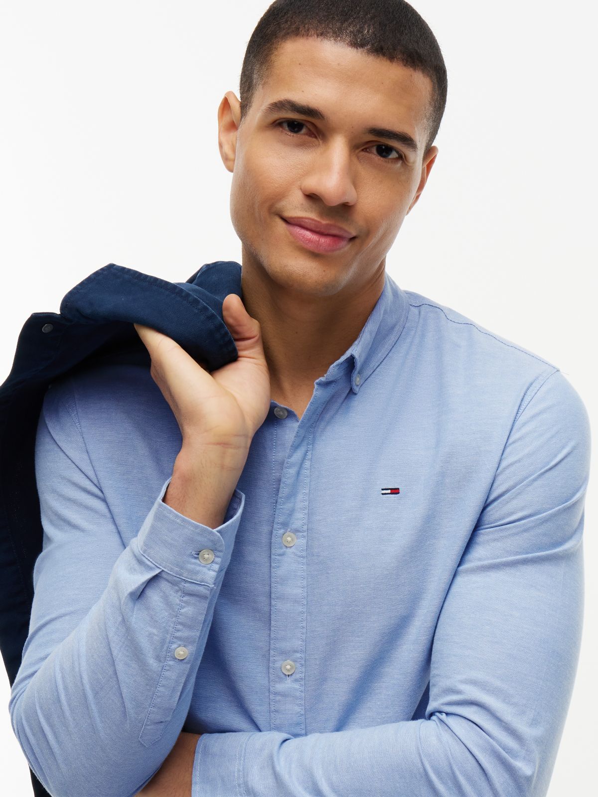 Stretch Oxford Cotton Slim Fit Shirt — Blue