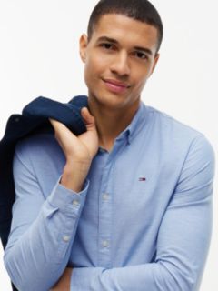 Stretch Oxford Cotton Slim Fit Shirt — Blue 3