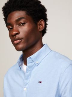 Stretch Oxford Cotton Slim Fit Shirt — Blue 4