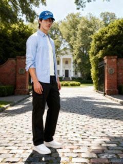 Stretch Oxford Cotton Slim Fit Shirt — Blue 7