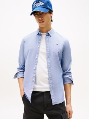 blue slim fit overhemd van oxford-stretchkatoen voor heren - tommy jeans