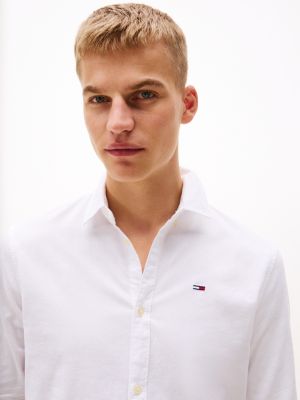 weiß slim fit hemd aus oxford-bio-baumwolle für herren - tommy jeans