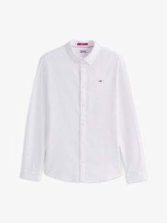 Stretch Oxford Cotton Slim Fit Shirt — White 6