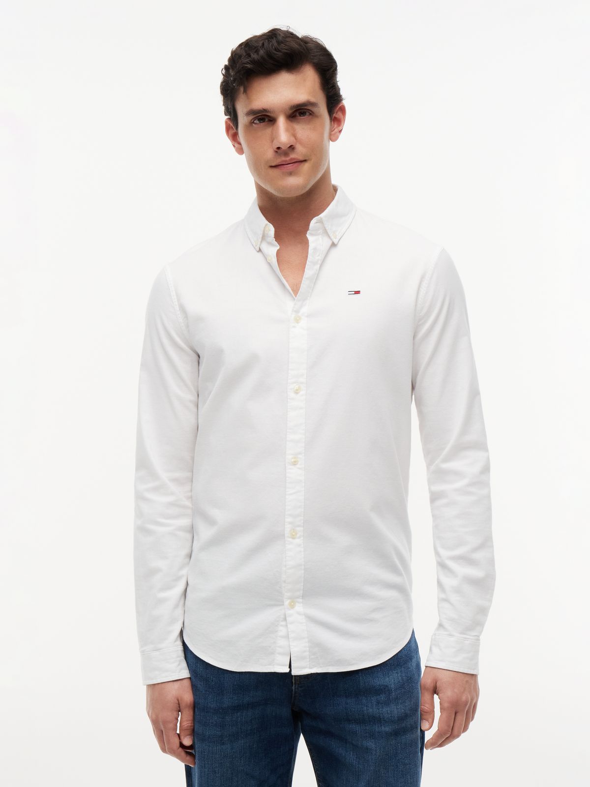 Stretch Oxford Cotton Slim Fit Shirt — White
