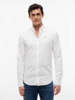 Stretch Oxford Cotton Slim Fit Shirt — White 1