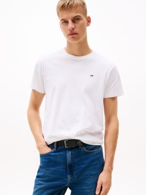 white classics regular fit t-shirt van katoen voor heren - tommy jeans