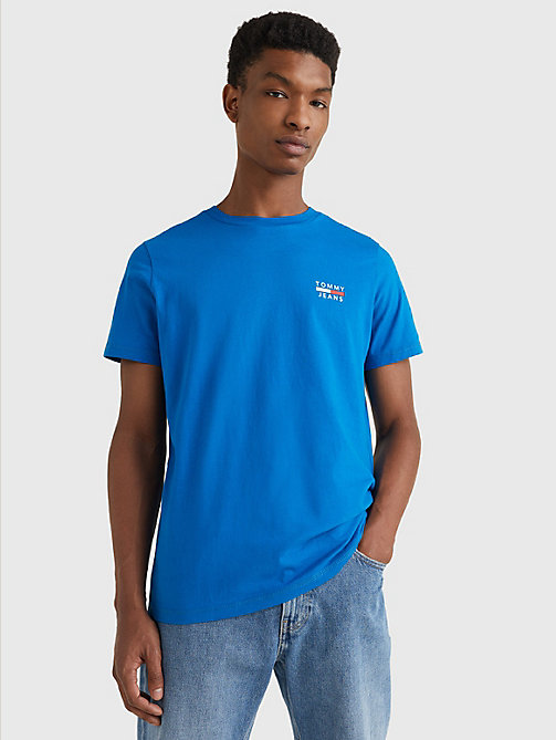 camiseta de algodón orgánico con logo azul de mujer tommy jeans