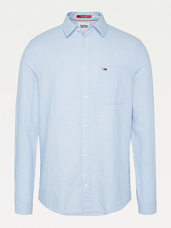 blue linen organic cotton stripe shirt for men tommy jeans