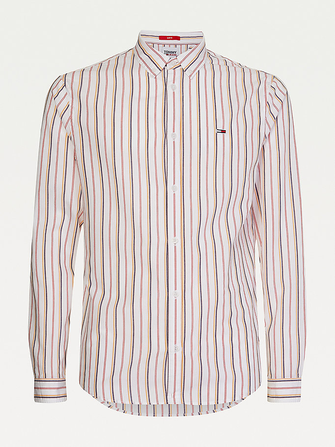 white essential striped organic cotton shirt for men tommy jeans