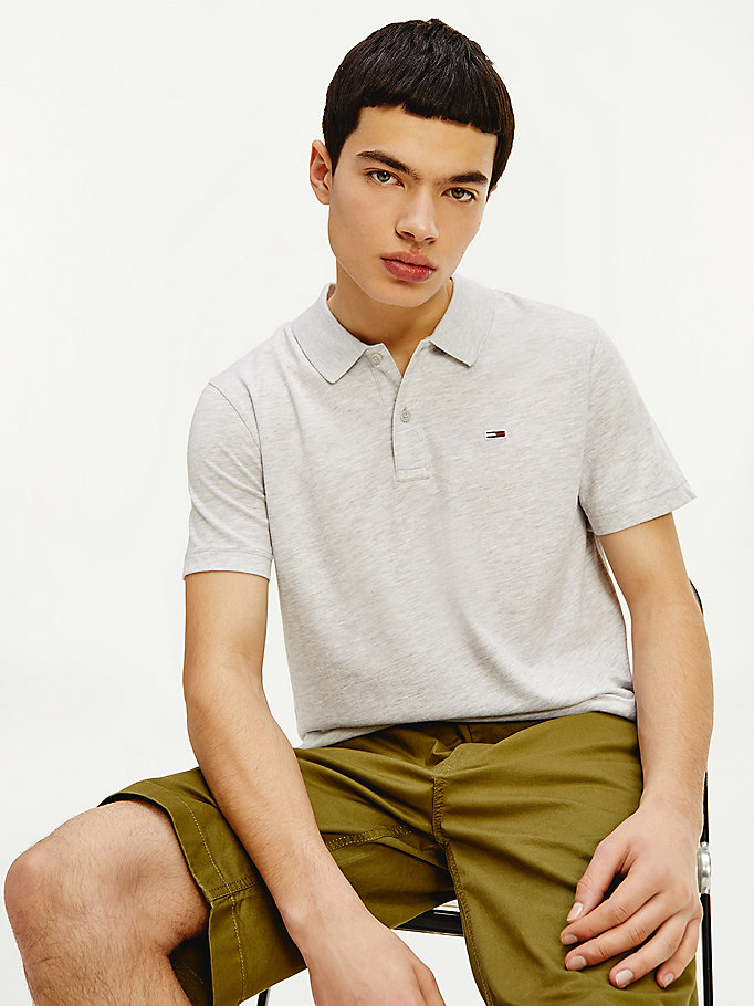 grey essential jersey polo for men tommy jeans